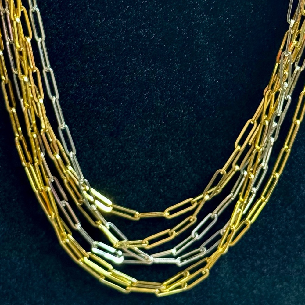 Vintage Dior Triple Chain Silver Gold Necklace - Picture 5 of 5